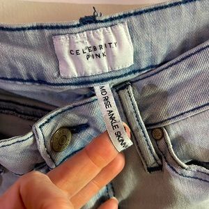 White washed celebrity pink, distressed denim, jeans, size 3, in good condition.